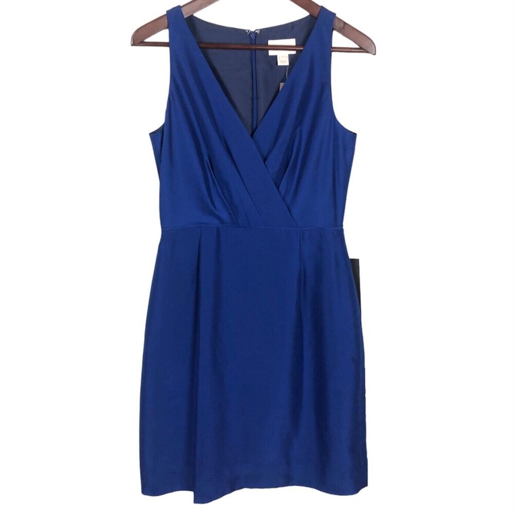 NWT J. Crew Liza 100% Silk Blue Dress Women's Size 4